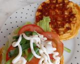 A picture of step 6 of My pepperoni salad chaffle.