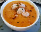 Foto del paso 7 de la receta Crema de calabaza, zanahorias y gambas