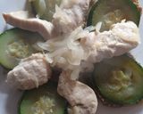 Une image de l'étape 8 de Émincé poulet sauce mozzarella PDT et courgettes à la tapenade.