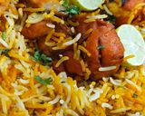 A picture of step 9 of Degi chicken biryani.