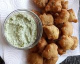 A picture of step 8 of Daal Bhajiya with Coconut Chutney.