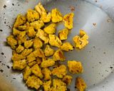 A picture of step 1 of Kadhi with Moong Daal Vadi.