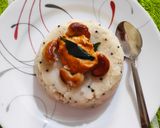 A picture of step 5 of Cashew Upma with tomato chutney.