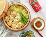 A picture of step 4 of Steamed Shrimp and Pork Shumai with Cabbage.