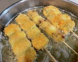 A picture of step 7 of Crispy Skewered Katsu with Rice Flour Batter.
