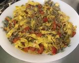 A picture of step 14 of Tagliatelle with Sardines, Red Bell Pepper, and Parsley.