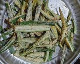 A picture of step 2 of Kurkuri Bhindi.