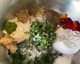 A picture of step 1 of Lilva mutter muthia shaak.