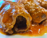Foto del paso 9 de la receta: Rollitos de ternera y tortilla en salsa de pimientos