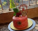 A picture of step 6 of Valentine day special black forest chocolate cake.