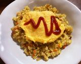 A picture of step 9 of Curry Omurice.