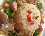 A picture of step 3 of Chicken corn -chilli with veg fried rice.