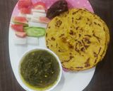 A picture of step 5 of Sarson ka Saag and Makki di Roti.