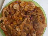Hungarian Mushroom Paprikash with rice, wild rice, corn and red beans