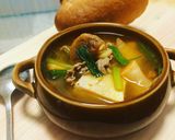 Hình bước làm 4 của món Canh kim chi nấm thịt bò