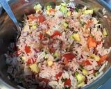 Une image de l'étape 16 de Salade de riz aux légumes,olives et pancetta grillée.