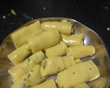 A picture of step 3 of Khandvi.