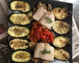 Foto del paso 3 de la receta Bacalao a la plancha con parrillada de verduras y champiñón salteado