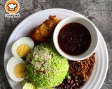 Gambar langkah 10 resipi Nasi Lemak Pandan.