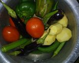 A picture of step 1 of Okra and eggplant vegetable broth.