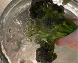 A picture of step 1 of Boiled purple sprouting broccoli with ginger and soy sauce in 5 mins.