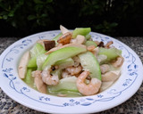 中秋烤肉私房菜-絲瓜炒杏鮑菇蝦蝦的食譜步驟3照片