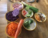 A picture of step 3 of Miso mushroom vegan poke bowl #eattherainbow.