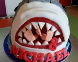 A picture of step 43 of Vickys Great White Shark Cake.