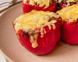 A picture of step 5 of Bolognese Stuffed Peppers.