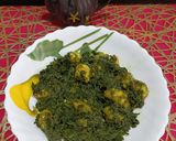 A picture of step 5 of Kochu Pata Chingri.