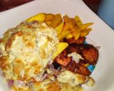 A picture of step 1 of Fried Irish Potatoes and plantain with fried egg.