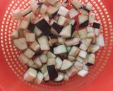 A picture of step 4 of Busiate with Swordfish, Eggplant, and Mint.
