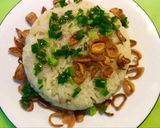 Hình bước làm 11 của món Xôi sắn (củ mì) thịt gà