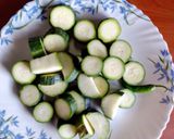 A picture of step 1 of Zucchini pickle sabzi 🍅🧅.
