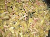 Revuelto de huevo, champiñones y bacon