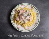 Une image de l'étape 3 de Pâte à la crème, saumon fumé et courgettes.