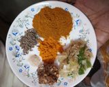 A picture of step 1 of Aloo bhaji and boiled rice.