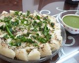 A picture of step 6 of Suji Dhokla.