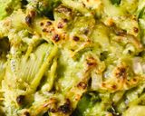 A picture of step 6 of Creamy Pesto pasta baked with broccoli.