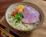 A picture of step 3 of Okinawa Soba with Smoked Ham.