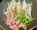 A picture of step 2 of Yaki Udon with BBQ Sauce.