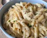 Une image de l'étape 5 de Pâtes au poulet sauce Alfredo.