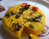 A picture of step 4 of Dhokla - a quick and healthy tea time snack.
