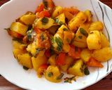 A picture of step 5 of Brahmi potato curry.