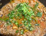 A picture of step 6 of One Pot Steamed White Fish and Savory Rice with Roasted Garlic and Tomato Sauce.