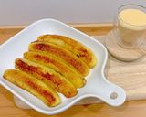 Gambar langkah 5 resipi Pisang bersos kastard.