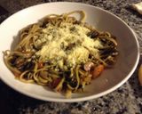 A picture of step 4 of Linguinne Pasta with Dandelion Greens.