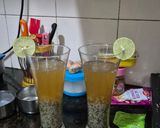 A picture of step 5 of Sharbat-e-Ishq (layered drink).