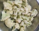A picture of step 1 of Gobhi ka achaar or Curly flower pickles.