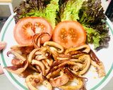 Hình bước làm 4 của món Mực chiên nước mắm (dùng nồi chiên không dầu)